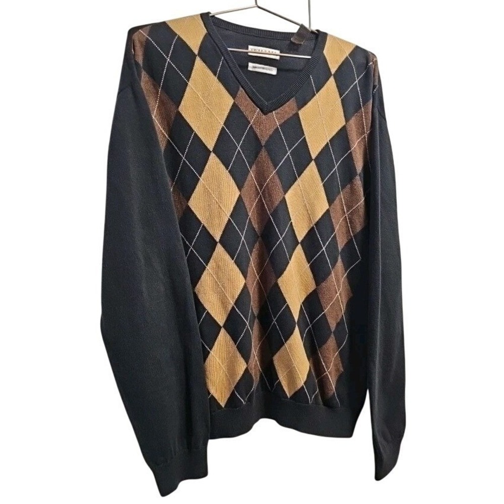 Tehama Men's Large Argyle Sweater Pima Cotton Preppy Golf Old Money Style
